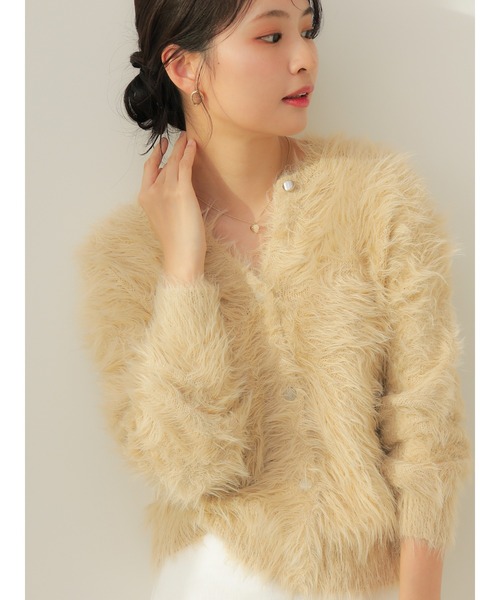 Te chichi（テチチ）の「【ZOZO限定】ラメフェザーシャギーニットカーディガン（カーディガン/ボレロ・レディース・ネイビー/ベージュ/グレー・F）」の12枚目の写真