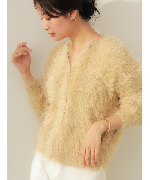 Te chichi（テチチ）の「【ZOZO限定】ラメフェザーシャギーニットカーディガン（カーディガン/ボレロ・レディース・ネイビー/ベージュ/グレー・F）」の11枚目の写真