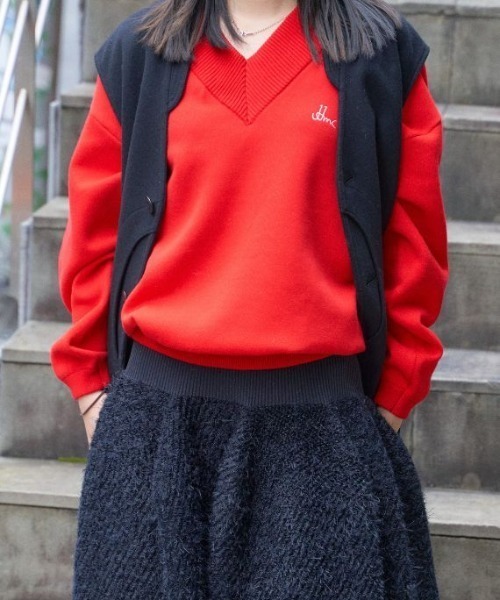 JJMERCER (ジェイジェイマーサー) 別注Vネックバックロゴニット