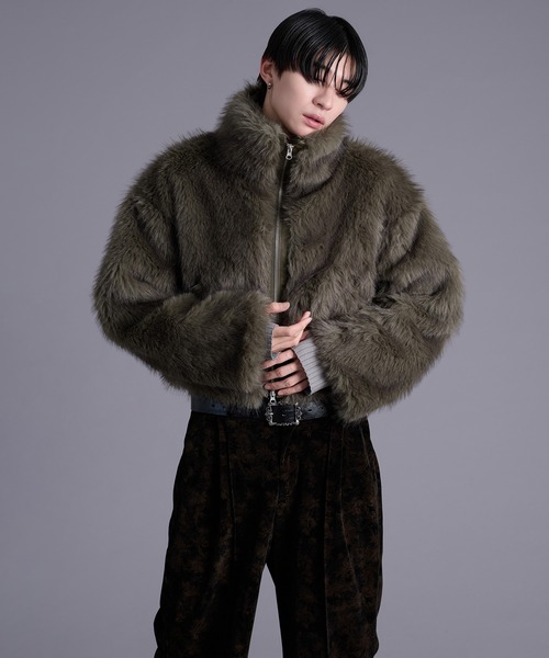 スタンドネックショートファーブルゾン（ブルゾン）｜Ellno Loset