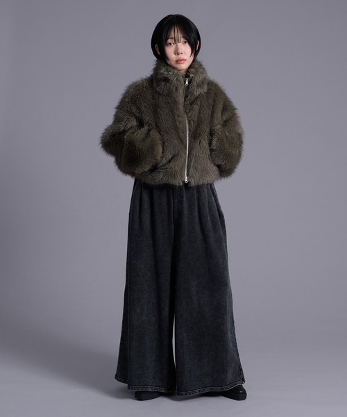 Ellno Loset(エルノロゼット)の「スタンドネックショートファーブルゾン(ブルゾン・メンズ・グレー/カーキ・MEDIUM/LARGE)」の21枚目の写真