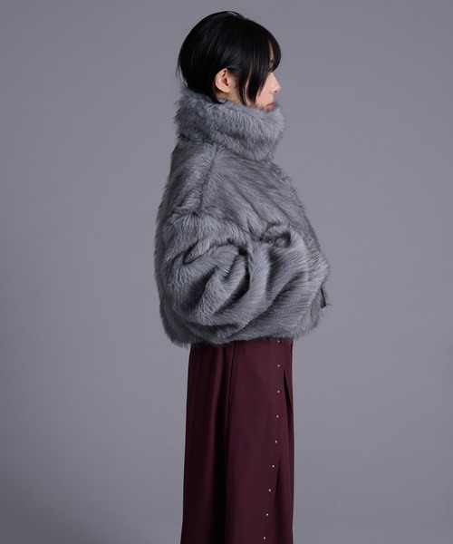 スタンドネックショートファーブルゾン（ブルゾン）｜Ellno Loset