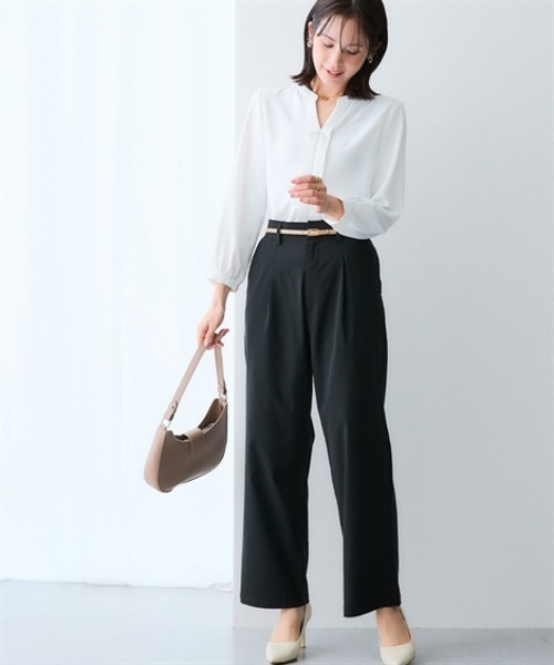 7days Life Styling（セブンデイズライフスタイリング）の「【色褪せしない黒】タックワイドストレートパンツ＜大きいサイズ有＞（その他パンツ・レディース・ブラック・3L/LL/L/M/S）」の2枚目の写真