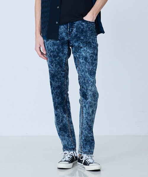 5351 POUR LES HOMMES（ゴーサンゴーイチプールオム）の「【ケミカルウォッシュ】Zip テーパード スキニー デニム（デニムパンツ・メンズ・インディゴブルー/ブラック・44/46/48/50）」の2枚目の写真
