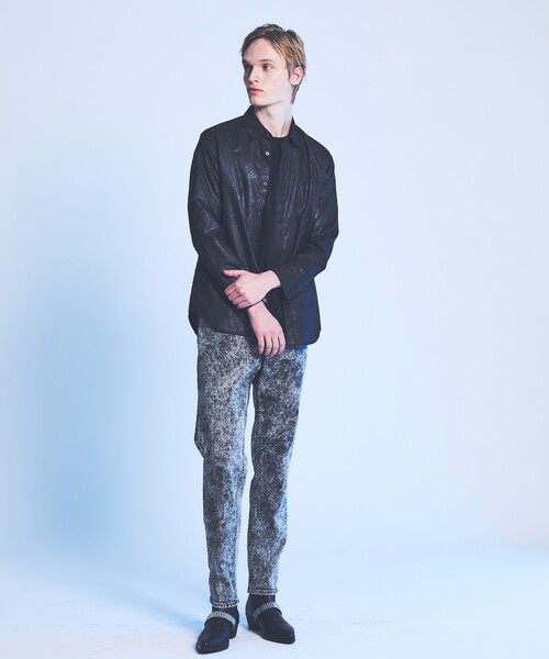 5351 POUR LES HOMMES（ゴーサンゴーイチプールオム）の「【ケミカルウォッシュ】Zip テーパード スキニー デニム（デニムパンツ・メンズ・インディゴブルー/ブラック・44/46/48/50）」の6枚目の写真