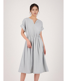 Sleeve Detail Slit Dress _Sky