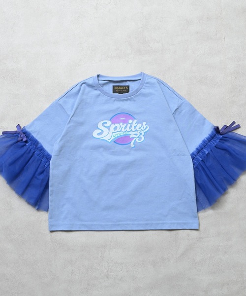 MARKEY'S（マーキーズ）の「袖チュールプリントTee（Tシャツ/カットソー・キッズ・ピンク/ラベンダー/ブラック・150/140/130/120/110/100/90）」の6枚目の写真