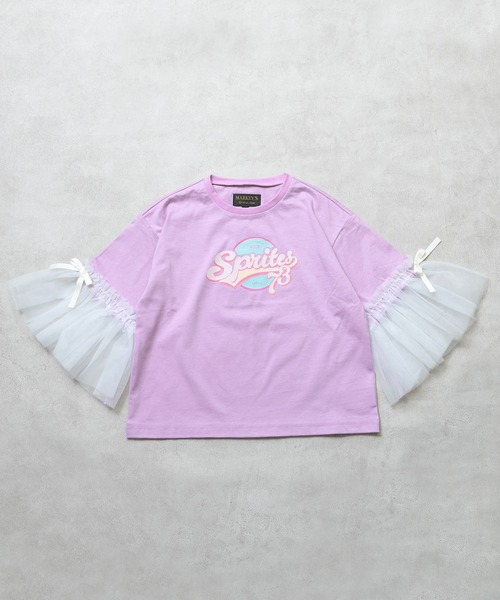 MARKEY'S（マーキーズ）の「袖チュールプリントTee（Tシャツ/カットソー・キッズ・ピンク/ラベンダー/ブラック・150/140/130/120/110/100/90）」の15枚目の写真
