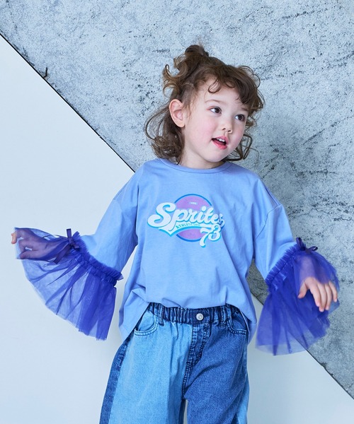 MARKEY'S（マーキーズ）の「袖チュールプリントTee（Tシャツ/カットソー・キッズ・ピンク/ラベンダー/ブラック・150/140/130/120/110/100/90）」の7枚目の写真