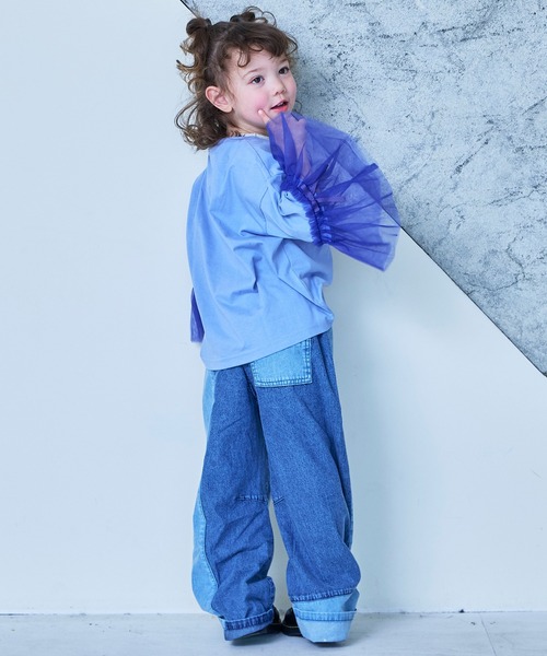 MARKEY'S（マーキーズ）の「袖チュールプリントTee（Tシャツ/カットソー・キッズ・ピンク/ラベンダー/ブラック・150/140/130/120/110/100/90）」の9枚目の写真