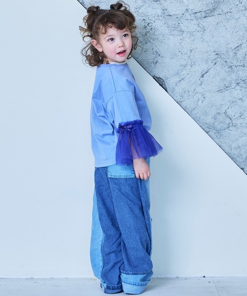 MARKEY'S（マーキーズ）の「袖チュールプリントTee（Tシャツ/カットソー・キッズ・ピンク/ラベンダー/ブラック・150/140/130/120/110/100/90）」の10枚目の写真