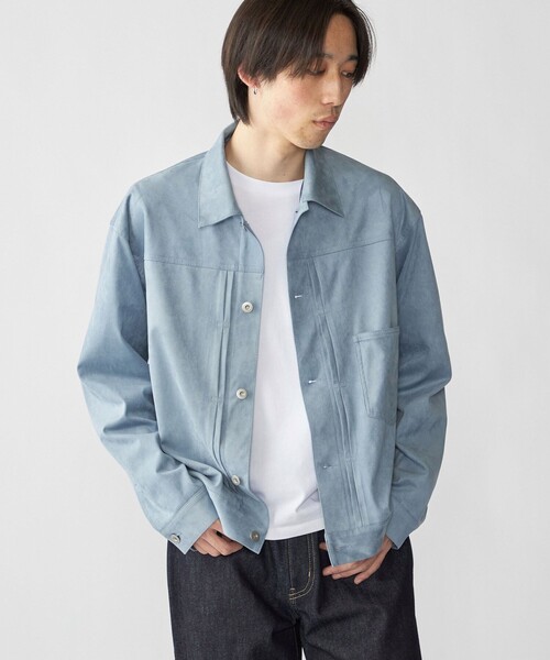 City Ambient Products（シティアンビエントプロダクツ）の「City Ambient Products: テック フェイクスエード(ポリエステル) G-JACKET（ブルゾン・メンズ・チャコールグレー/ライトブルー/ベージュ・LARGE/MEDIUM/SMALL）」の4枚目の写真