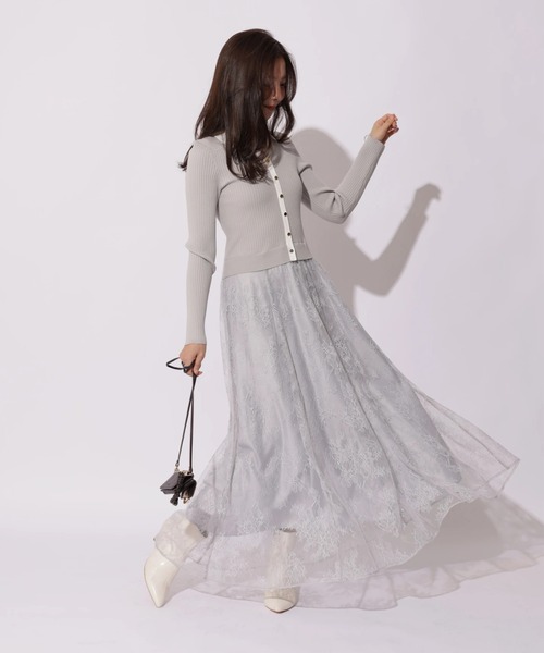 Apuweiser-riche（アプワイザーリッシェ）の「シャツ衿レースドッキングワンピース（ワンピース・レディース・ネイビー/グレイッシュベージュ/ブルーグレー・2/1）」の11枚目の写真