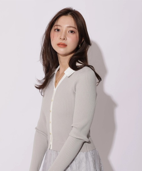 Apuweiser-riche（アプワイザーリッシェ）の「シャツ衿レースドッキングワンピース（ワンピース・レディース・ネイビー/グレイッシュベージュ/ブルーグレー・2/1）」の12枚目の写真