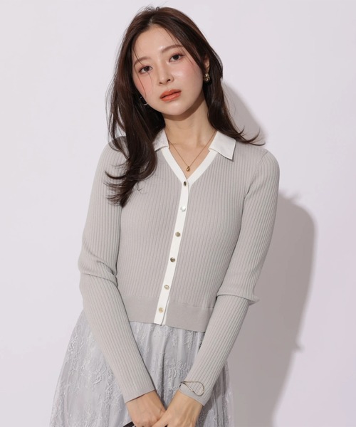 Apuweiser-riche（アプワイザーリッシェ）の「シャツ衿レースドッキングワンピース（ワンピース・レディース・ネイビー/グレイッシュベージュ/ブルーグレー・2/1）」の16枚目の写真