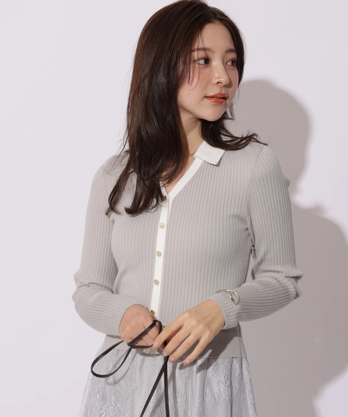 Apuweiser-riche（アプワイザーリッシェ）の「シャツ衿レースドッキングワンピース（ワンピース・レディース・ネイビー/グレイッシュベージュ/ブルーグレー・2/1）」の18枚目の写真