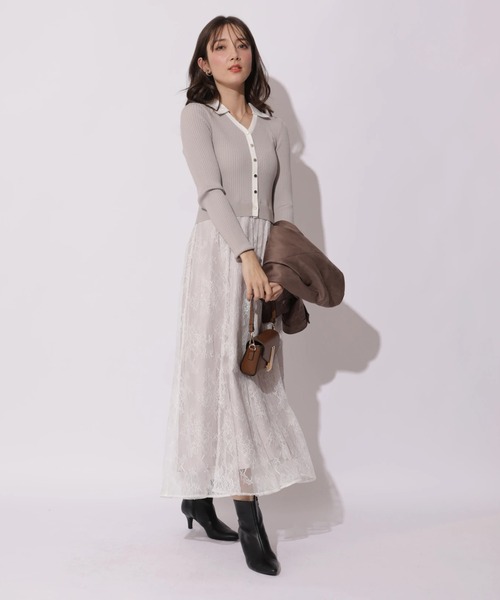 シャツ衿レースドッキングワンピース（ワンピース）｜Apuweiser-riche