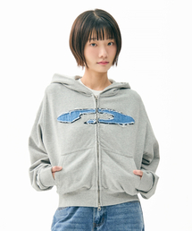 FDR（エフディーアール）の「Disk Logo Denim Applique Zip-Up M.Gray（パーカー）」