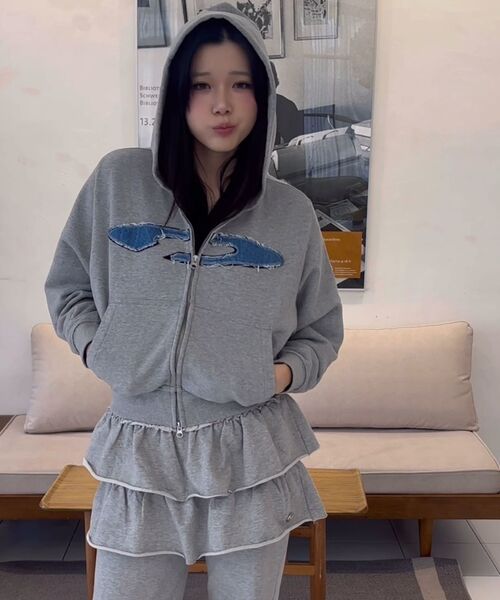 FDR（エフディーアール）の「Disk Logo Denim Applique Zip-Up M.Gray（パーカー・レディース・その他・L/S/M）」の16枚目の写真