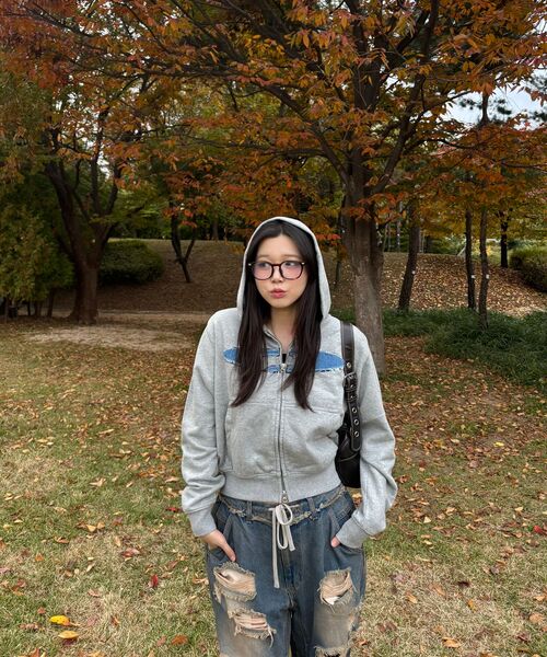 FDR（エフディーアール）の「Disk Logo Denim Applique Zip-Up M.Gray（パーカー・レディース・その他・L/S/M）」の7枚目の写真