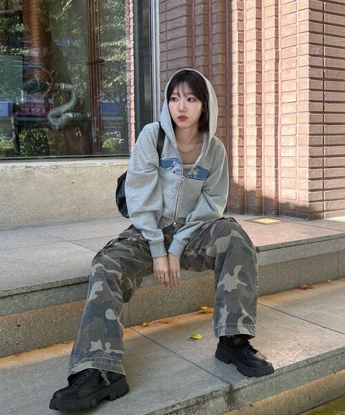 FDR（エフディーアール）の「Disk Logo Denim Applique Zip-Up M.Gray（パーカー・レディース・その他・L/S/M）」の6枚目の写真