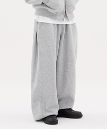 バルーンフィットボタンピンタックワイドパンツ_メランジグレー