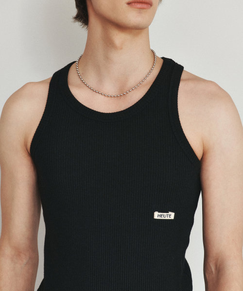 HEUTE(ホイテ)の「HET RIBBED SLIM SLEVELESS TOP (BLACK)(Tシャツ/カットソー・メンズ・ブラック・M/L)」の1枚目の写真