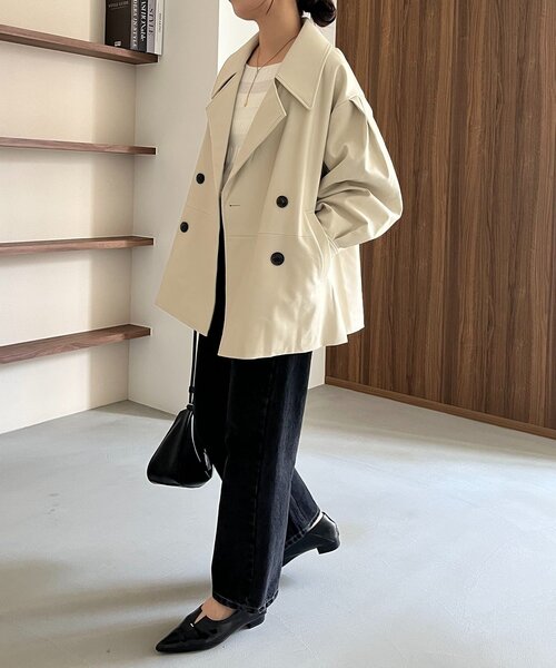 CAPRICIEUX LE'MAGE(カプリシューレマージュ)の「【サイズ展開あり】レザーミドルコート(その他アウター・レディース・ブラック/ホワイト系その他/ブラウン・36/38)」の5枚目の写真