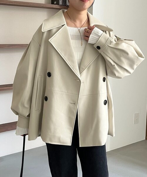 CAPRICIEUX LE'MAGE(カプリシューレマージュ)の「【サイズ展開あり】レザーミドルコート(その他アウター・レディース・ブラック/ホワイト系その他/ブラウン・36/38)」の9枚目の写真