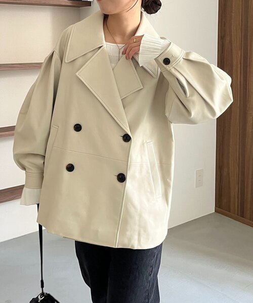 CAPRICIEUX LE'MAGE(カプリシューレマージュ)の「【サイズ展開あり】レザーミドルコート(その他アウター・レディース・ブラック/ホワイト系その他/ブラウン・36/38)」の10枚目の写真