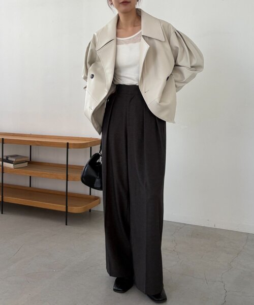 CAPRICIEUX LE'MAGE(カプリシューレマージュ)の「【サイズ展開あり】レザーミドルコート(その他アウター・レディース・ブラック/ホワイト系その他/ブラウン・36/38)」の13枚目の写真