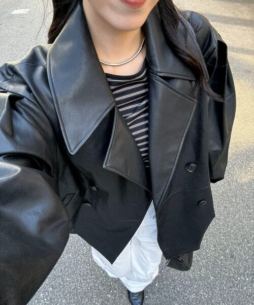 CAPRICIEUX LE'MAGE(カプリシューレマージュ)の「【サイズ展開あり】レザーミドルコート(その他アウター・レディース・ブラック/ホワイト系その他/ブラウン・36/38)」の18枚目の写真