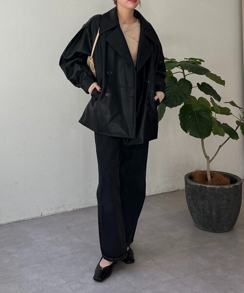 CAPRICIEUX LE'MAGE(カプリシューレマージュ)の「【サイズ展開あり】レザーミドルコート(その他アウター・レディース・ブラック/ホワイト系その他/ブラウン・36/38)」の20枚目の写真