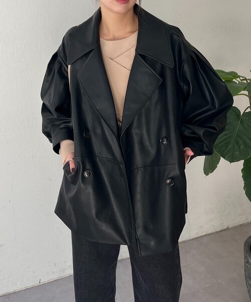 CAPRICIEUX LE'MAGE(カプリシューレマージュ)の「【サイズ展開あり】レザーミドルコート(その他アウター・レディース・ブラック/ホワイト系その他/ブラウン・36/38)」の21枚目の写真