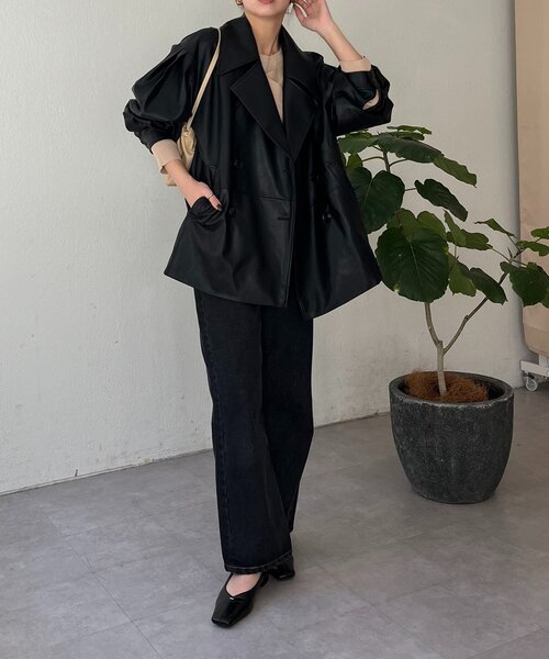 CAPRICIEUX LE'MAGE(カプリシューレマージュ)の「【サイズ展開あり】レザーミドルコート(その他アウター・レディース・ブラック/ホワイト系その他/ブラウン・36/38)」の22枚目の写真