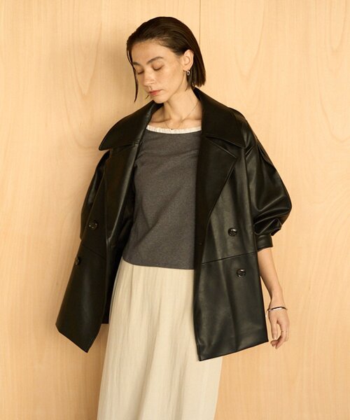 【セール】【サイズ展開あり】レザーミドルコート(その他アウター)|CAPRICIEUX LE'MAGE(カプリシューレマージュ)