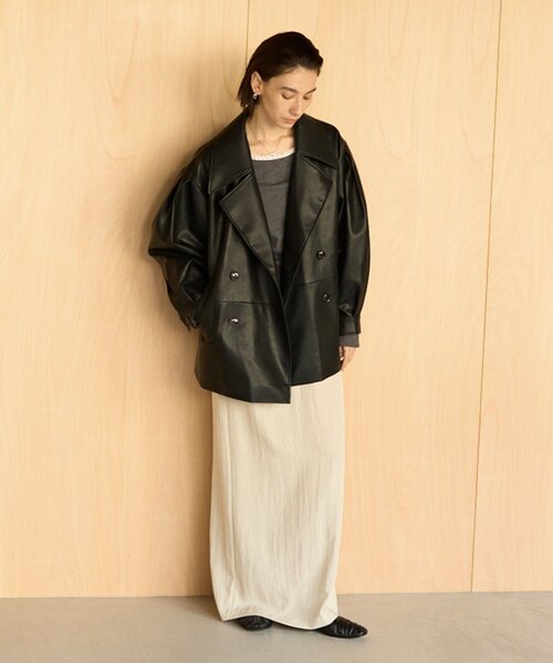 【セール】【サイズ展開あり】レザーミドルコート(その他アウター)|CAPRICIEUX LE'MAGE(カプリシューレマージュ)