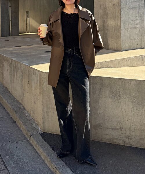 【セール】【サイズ展開あり】レザーミドルコート(その他アウター)|CAPRICIEUX LE'MAGE(カプリシューレマージュ)