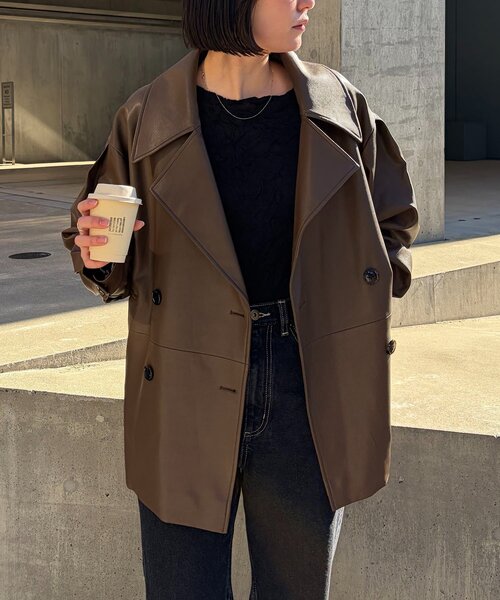 【セール】【サイズ展開あり】レザーミドルコート(その他アウター)|CAPRICIEUX LE'MAGE(カプリシューレマージュ)