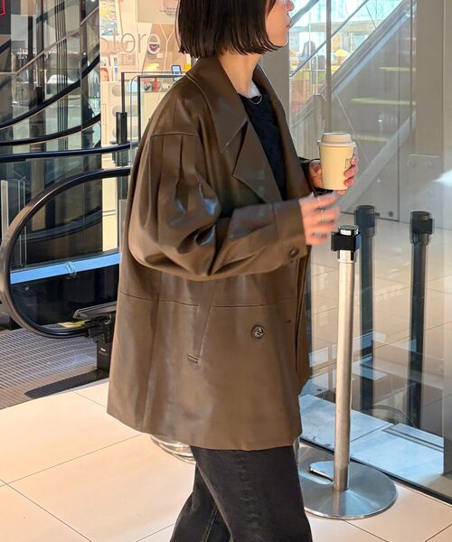 【セール】【サイズ展開あり】レザーミドルコート(その他アウター)|CAPRICIEUX LE'MAGE(カプリシューレマージュ)