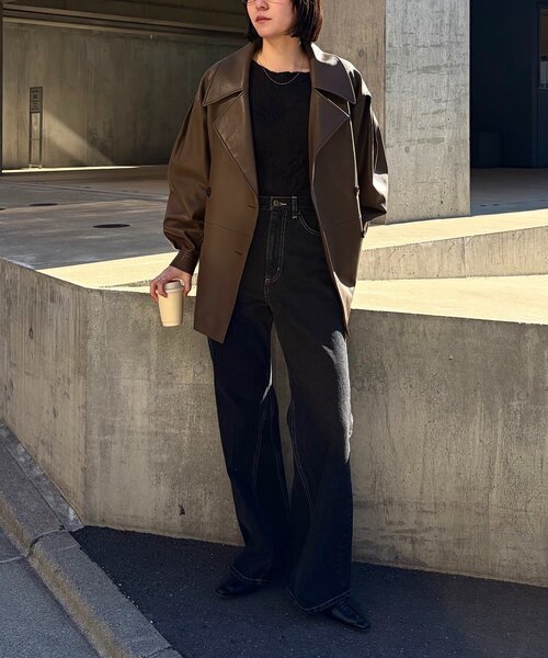 【セール】【サイズ展開あり】レザーミドルコート(その他アウター)|CAPRICIEUX LE'MAGE(カプリシューレマージュ)