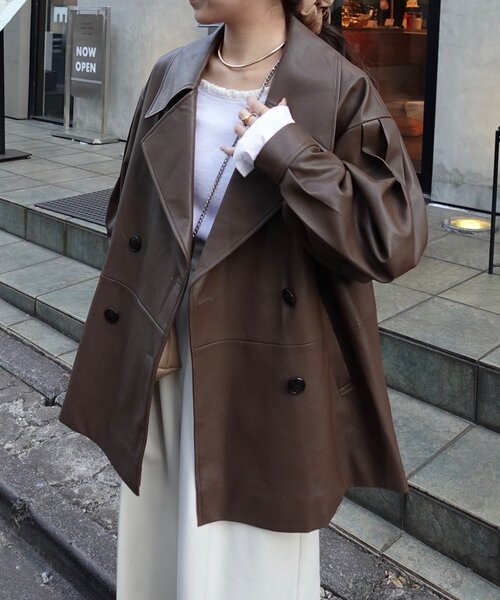 【セール】【サイズ展開あり】レザーミドルコート(その他アウター)|CAPRICIEUX LE'MAGE(カプリシューレマージュ)