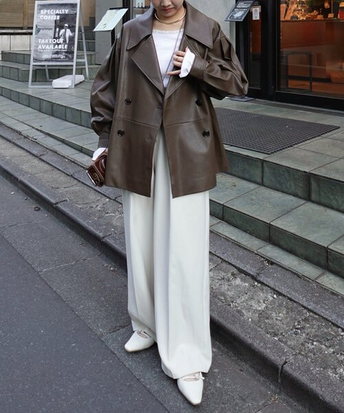 【セール】【サイズ展開あり】レザーミドルコート(その他アウター)|CAPRICIEUX LE'MAGE(カプリシューレマージュ)