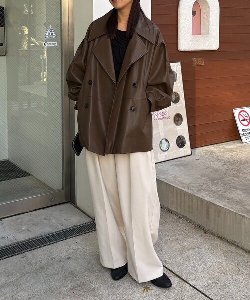 【セール】【サイズ展開あり】レザーミドルコート(その他アウター)|CAPRICIEUX LE'MAGE(カプリシューレマージュ)