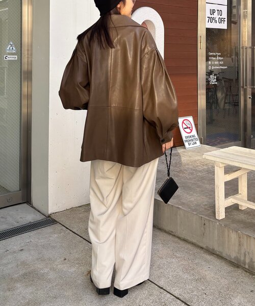 【セール】【サイズ展開あり】レザーミドルコート(その他アウター)|CAPRICIEUX LE'MAGE(カプリシューレマージュ)