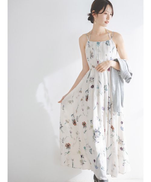 SNIDEL（スナイデル）の「カーデセットフローラルプリントキャミワンピース（ワンピース・レディース・アイボリー/ピンク/ネイビー・1/0）」の8枚目の写真
