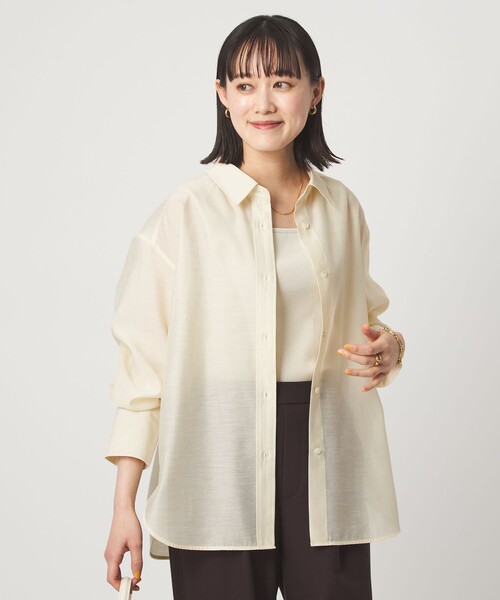 green label relaxing（グリーンレーベルリラクシング）の「［size SHORTあり］ミルフィーユデイリーシャツ（シャツ/ブラウス・レディース・オフホワイト/ブラック/ライトピンク/イエロー・FREE/SHORT）」の2枚目の写真
