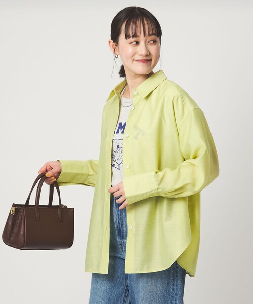 green label relaxing（グリーンレーベルリラクシング）の「［size SHORTあり］ミルフィーユデイリーシャツ（シャツ/ブラウス・レディース・オフホワイト/ブラック/ライトピンク/イエロー・FREE/SHORT）」の4枚目の写真