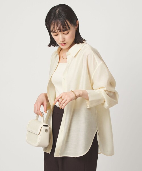 green label relaxing（グリーンレーベルリラクシング）の「［size SHORTあり］ミルフィーユデイリーシャツ（シャツ/ブラウス・レディース・オフホワイト/ブラック/ライトピンク/イエロー・FREE/SHORT）」の5枚目の写真