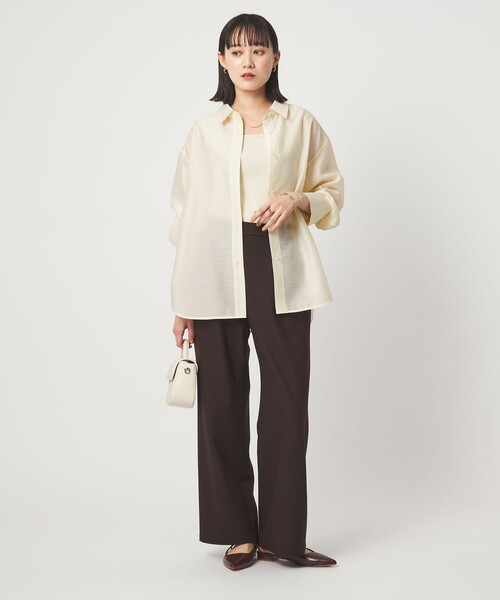 green label relaxing（グリーンレーベルリラクシング）の「［size SHORTあり］ミルフィーユデイリーシャツ（シャツ/ブラウス・レディース・オフホワイト/ブラック/ライトピンク/イエロー・FREE/SHORT）」の6枚目の写真